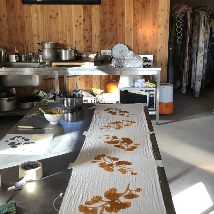 L'intérieur de atelier avec une teinture en cours